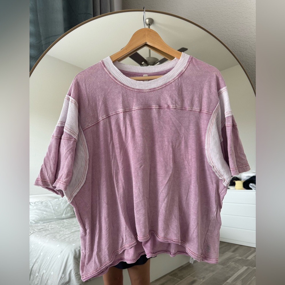 FP Movement by Free People Washed Mauve Pink Short Sleeve Pullover